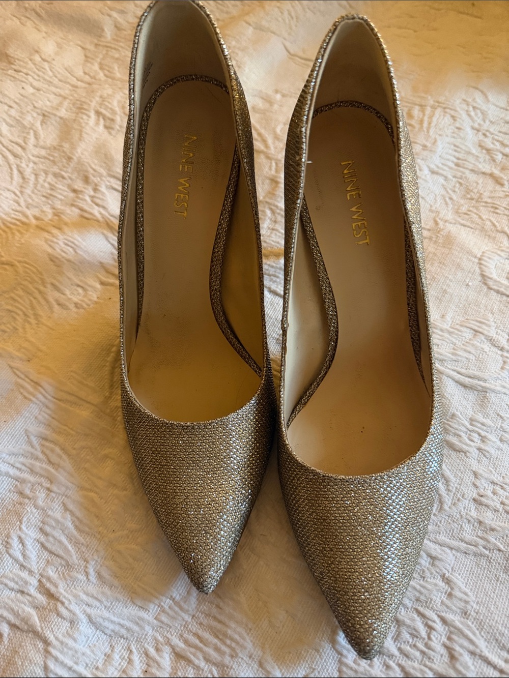 Nine West Metallic Gold Pointed-Toe Pumps